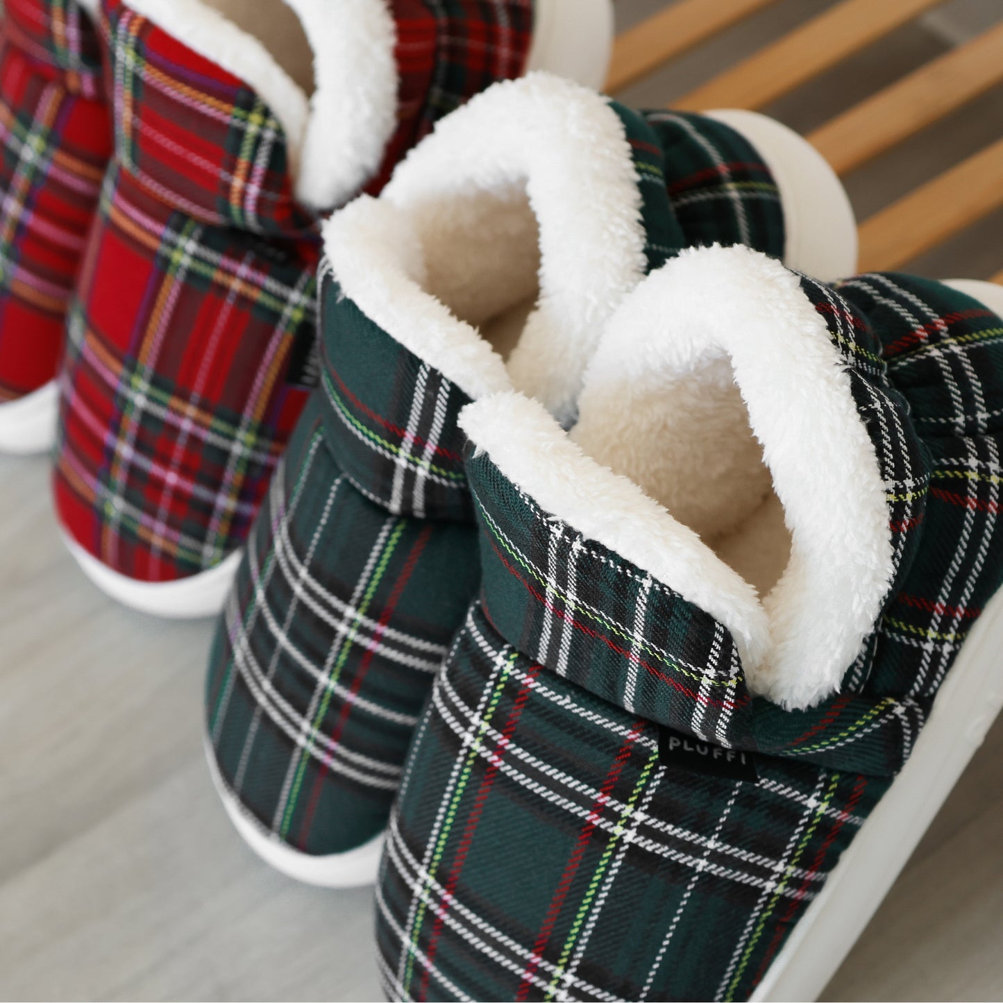 Pluffi Slippers – Plaid Edition
